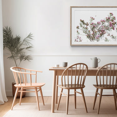 Framed: Geraldton wax flowers and bee