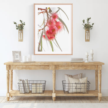 Eucalyptus flowers wall art in a modern Australian country interior