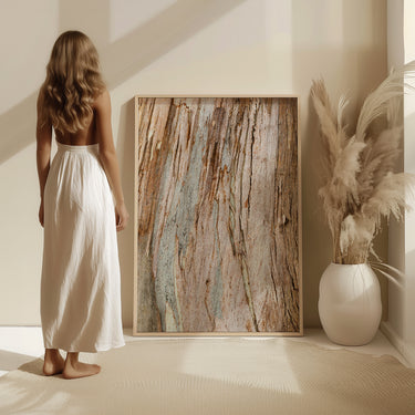 Extra large Eucalyptus gum tree bark photography print in a frame