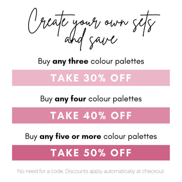 Promotional text offering discounts on color palettes with different purchase quantities.
